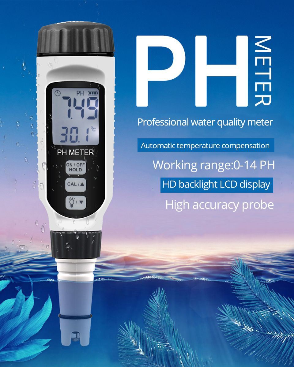 ASGA Digital pH & Temperature Pen Meter – Replaceable Probe | Auto Calibration