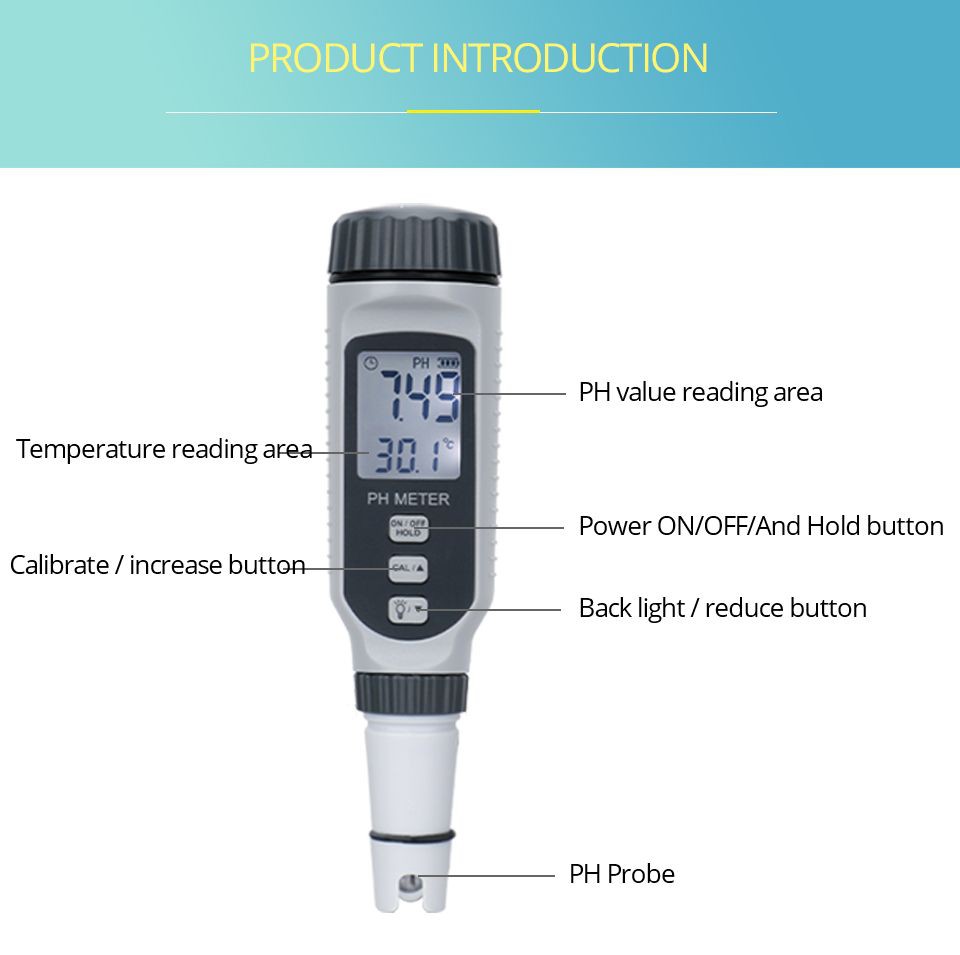 ASGA Digital pH & Temperature Pen Meter – Replaceable Probe | Auto Calibration