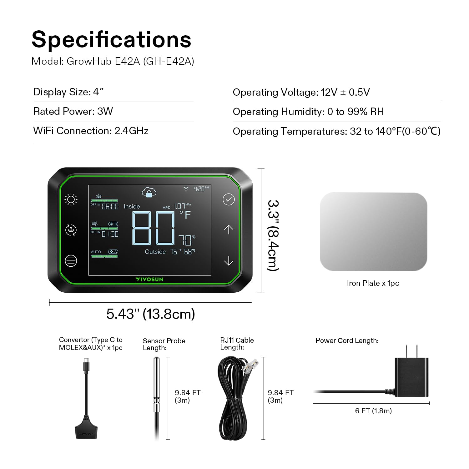 VIVOSUN E42A Digital Grow Room Controller – App Compatible Smart Climate Automation