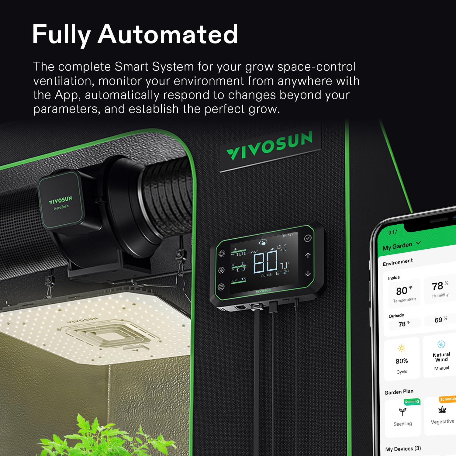 VIVOSUN E42A Digital Grow Room Controller – App Compatible Smart Climate Automation