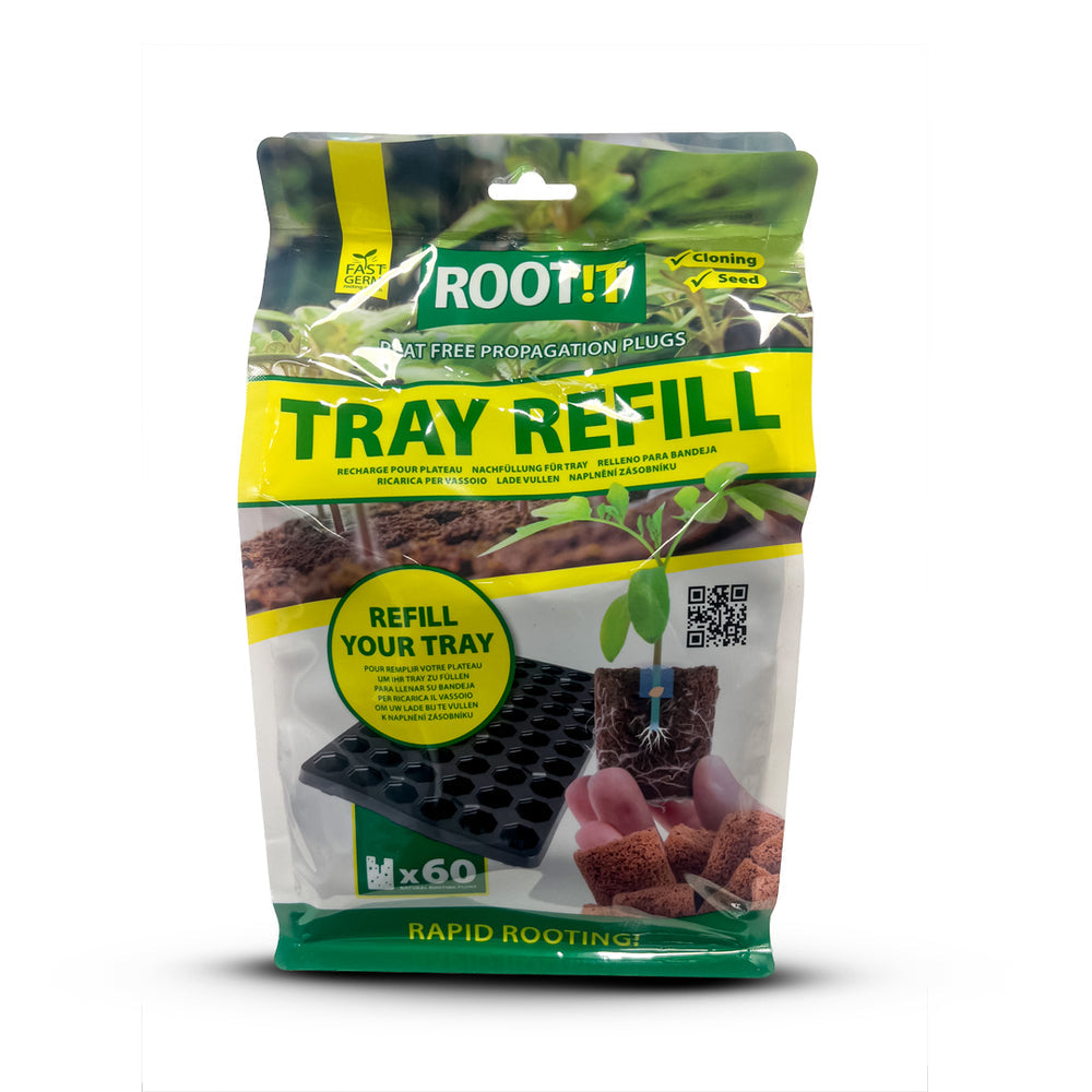 ROOT!T Natural Rooting Sponges – 24 Plug Tray & 60 Plug Refill Bag - Hydroponic Solutions