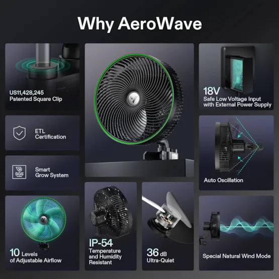VIVOSUN AEROWAVE E9 9″ CLIP ON FAN