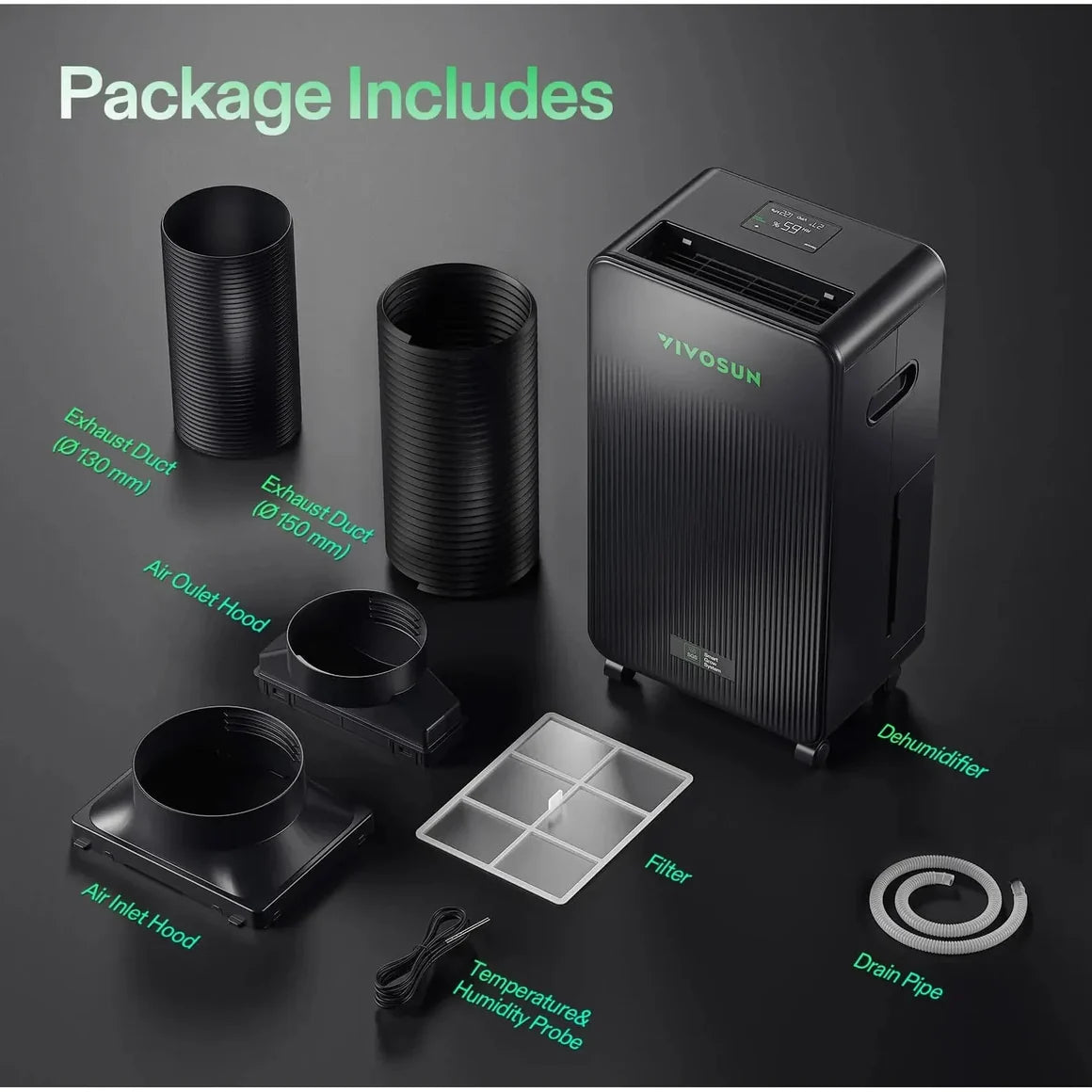 VIVOSUN AeroDrain D12 Intelligent Dehumidifier – Smart Humidity Control for Grow Tents