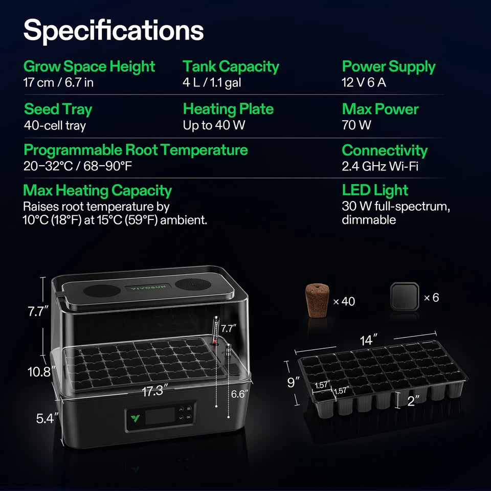 VIVOSUN VSeed S40 Smart Seedling Box – Indoor Seed Starting & Cloning System