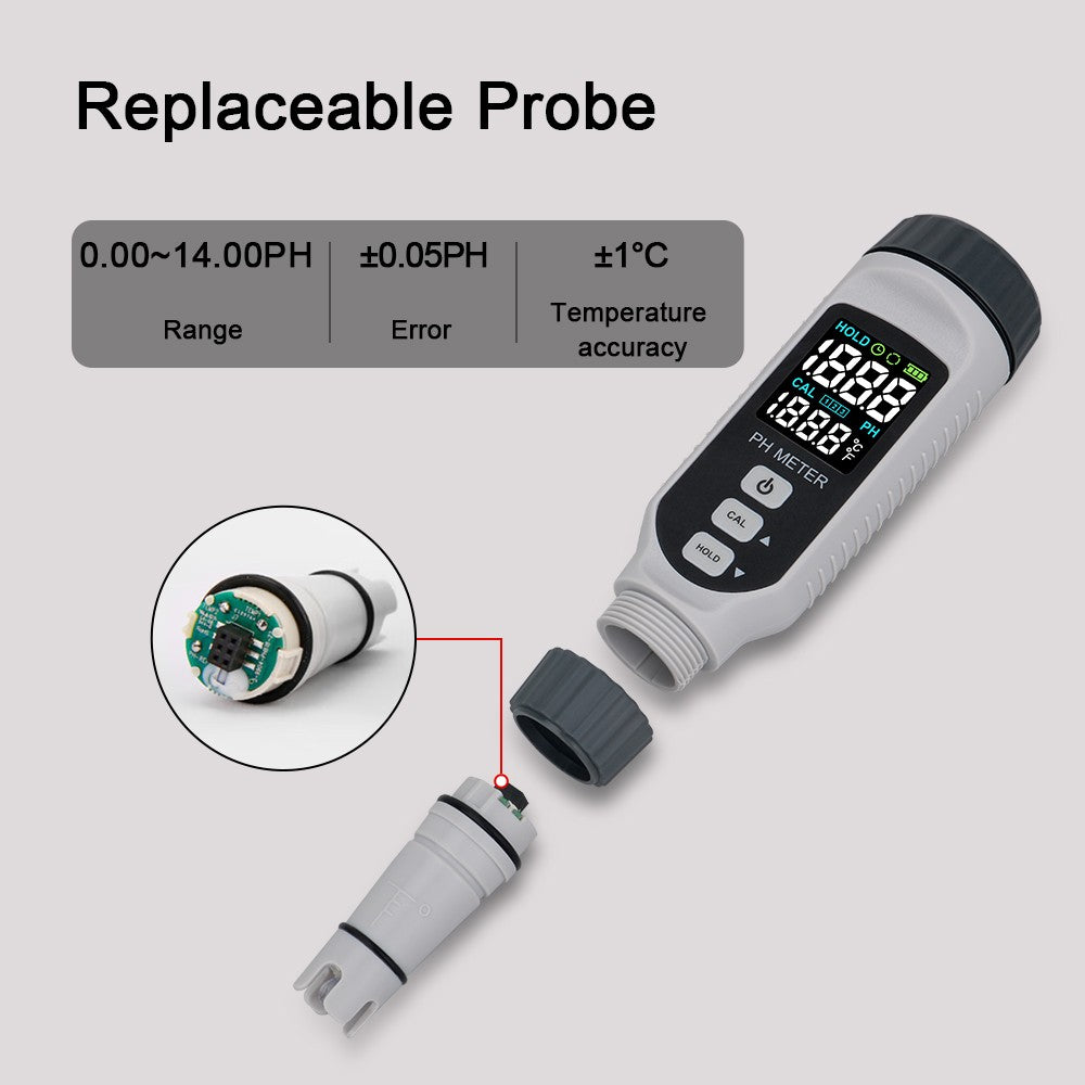 ASGA Digital pH & Temperature Pen Meter – Replaceable Probe | Auto Calibration