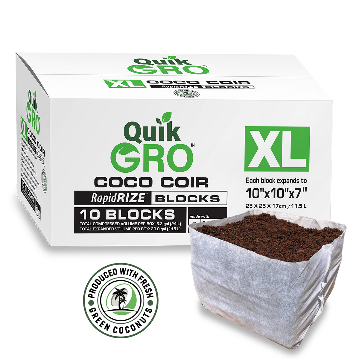 QuikGro Rapid Rize Compressed Coco Blocks