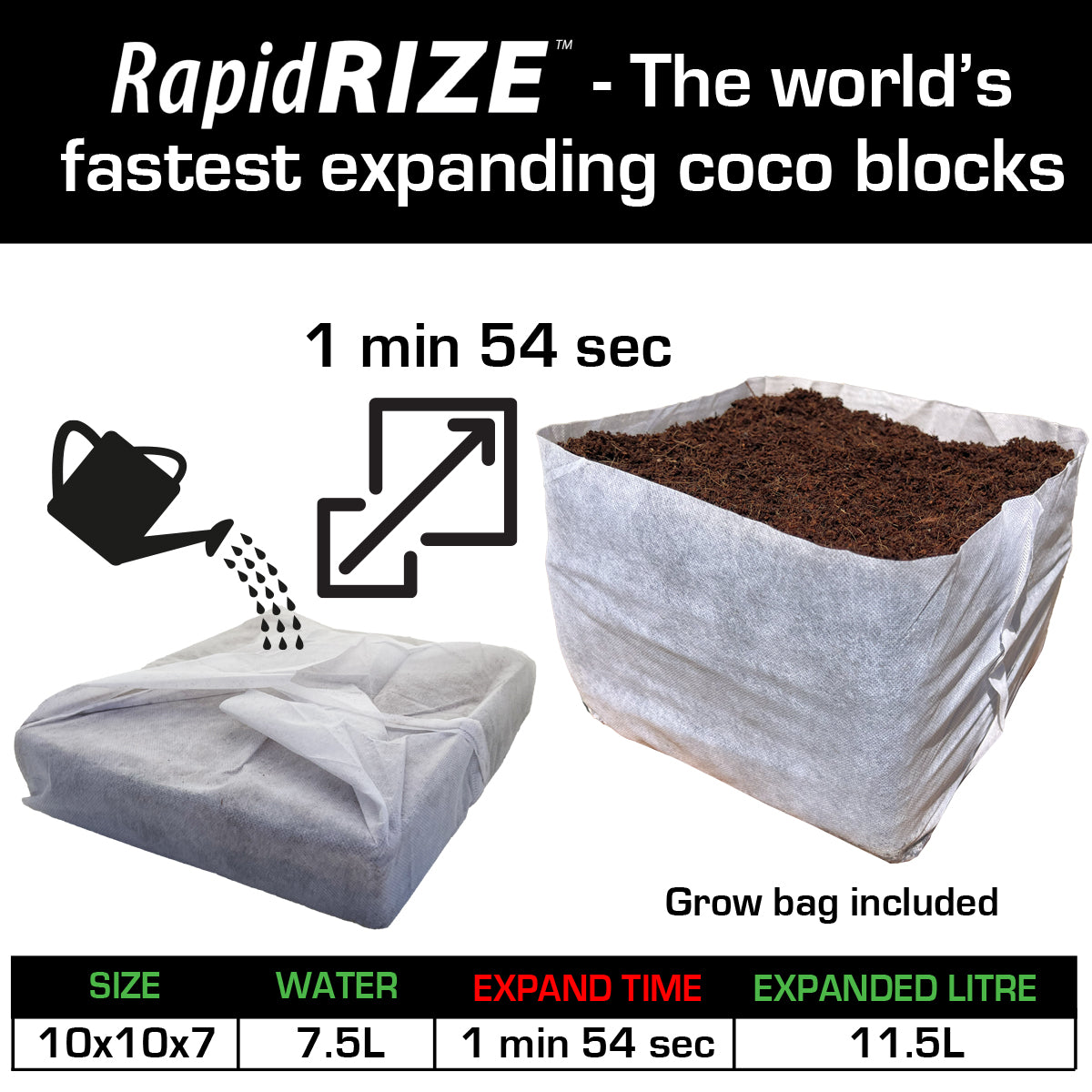 QuikGro Rapid Rize Compressed Coco Blocks