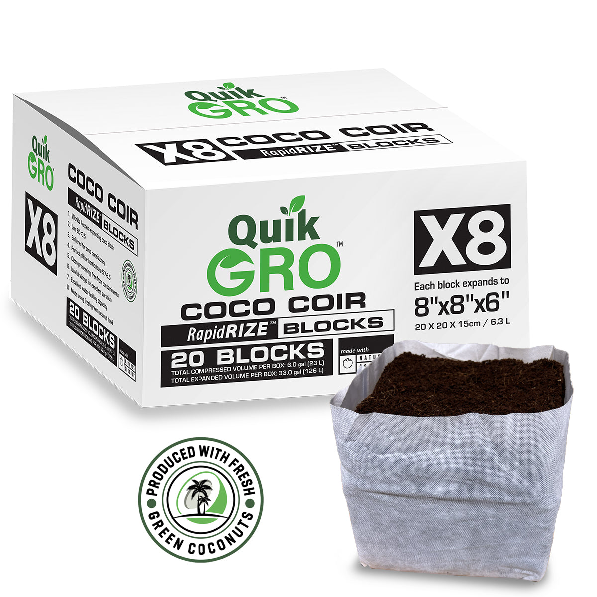 QuikGro Rapid Rize Compressed Coco Blocks